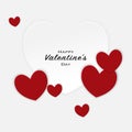 Happy ValentineÃ¢â¬â¢s Day with paper cut large white heart and small red hear